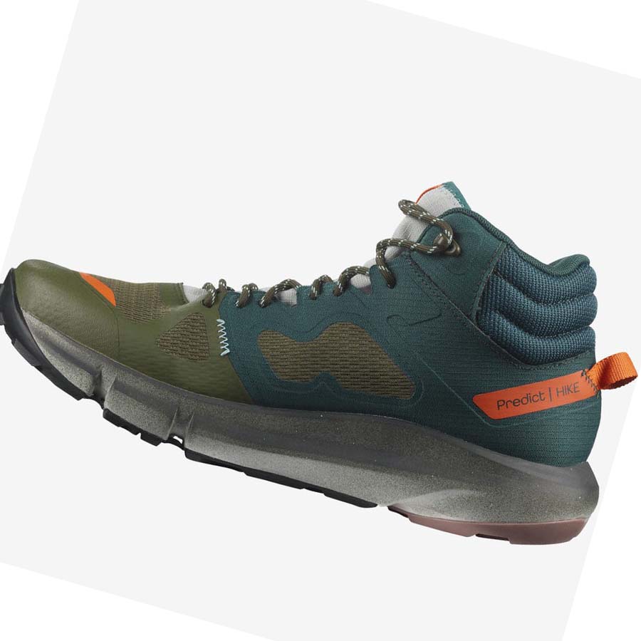 Tenis Senderismo Salomon PREDICT HIKE MID GORE-TEX Hombre Verdes Oscuro Verde Oliva | MX 3545ILH